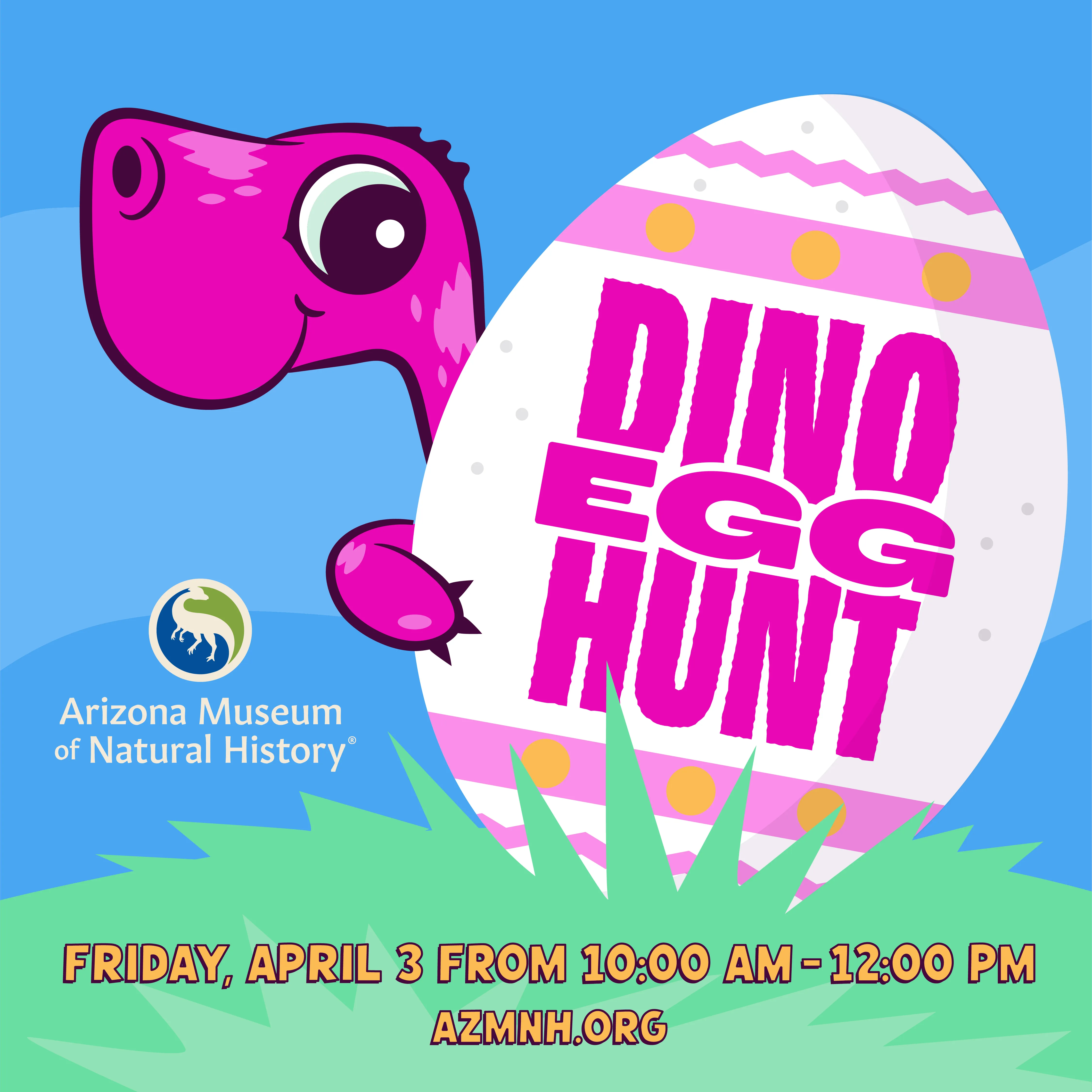 A young girl grabs a colorful dinosaur egg during Dino Egg Hunt at the Arizona Museum of Natural History in Mesa, Arizona